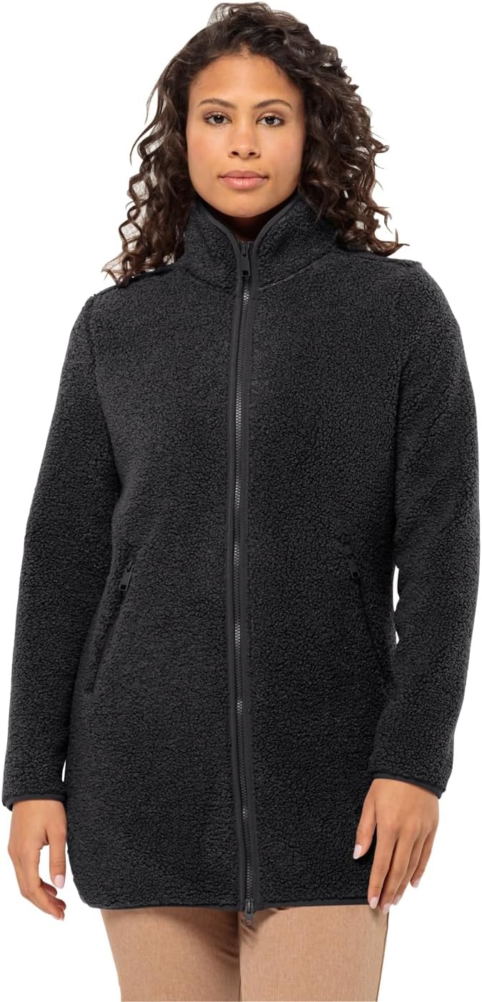 Jack Wolfskin Damen High Curl Coat W Fleece-Jacke, Schwarz