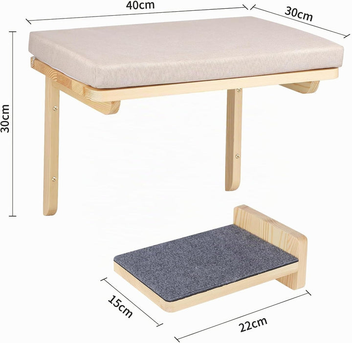 Kletterwand Katzen inkl,2X Katzentreppe Wand,Massivholz,Kratzbaum Wand,Hängematte Katze,Katzenwand,W