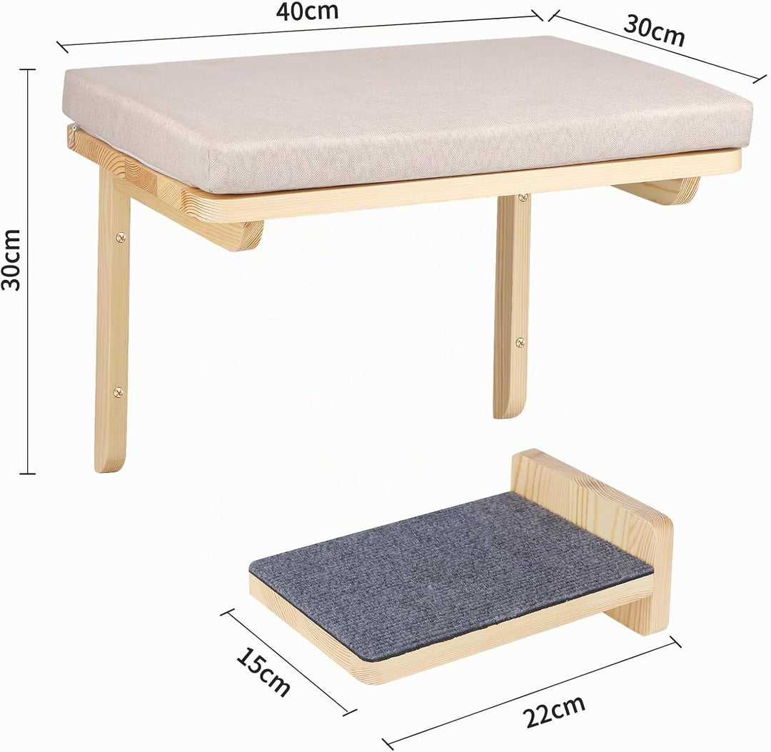 Kletterwand Katzen inkl,2X Katzentreppe Wand,Massivholz,Kratzbaum Wand,Hängematte Katze,Katzenwand,W