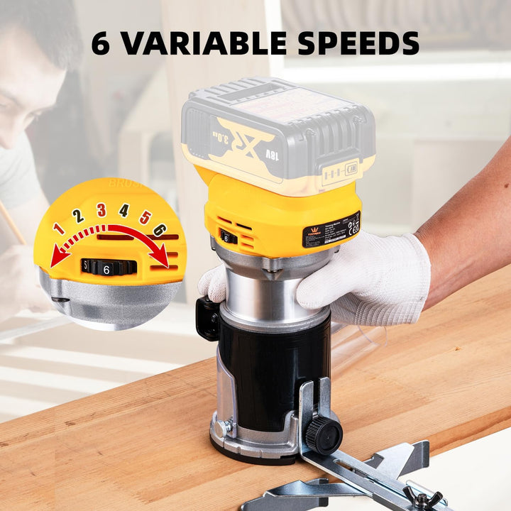 TOPWAY Bürstenloser kabelloser Handfräser für Holzschneider, 18 V, kompatibel mit DEWA.. DCB184 Akku