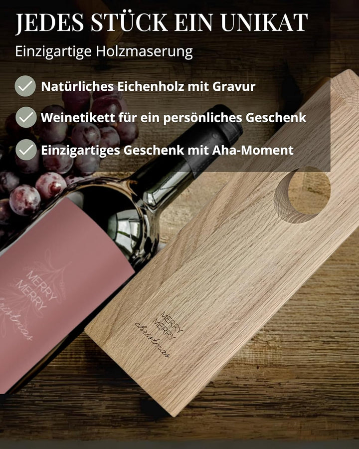 Livlig53 Weinflaschenhalter aus Holz, Magischer Flaschenhalter aus Eiche mit personalisiertem Weinet