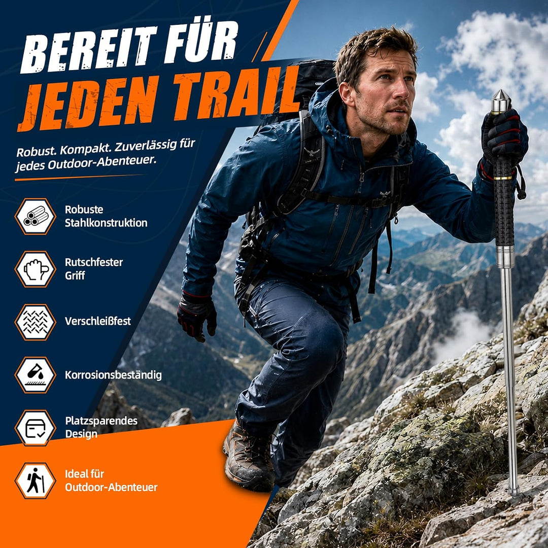 Teleskop-Einsatzstab & Faltbarer Wanderstock mit Gürteltasche Multifunktionaler Wanderstab 36-100cm
