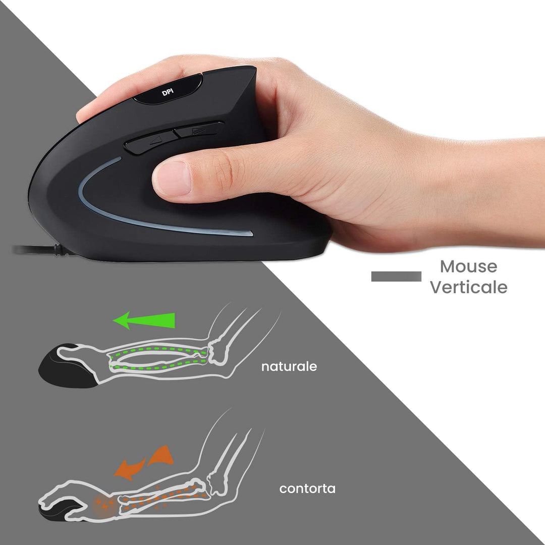 Perixx Periduo, Set, ergonomische Tastatur mit vertikaler Maus. Full-Size USB, Full-Size USB