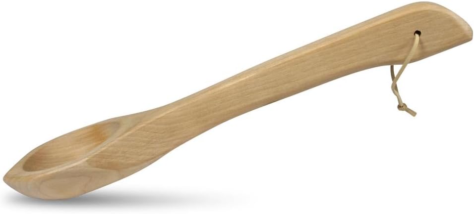 Sauna Kelle Birke 40 cm – traditionelle Saunakelle aus hellem Birkenholz, sauber gehobelt und geschl