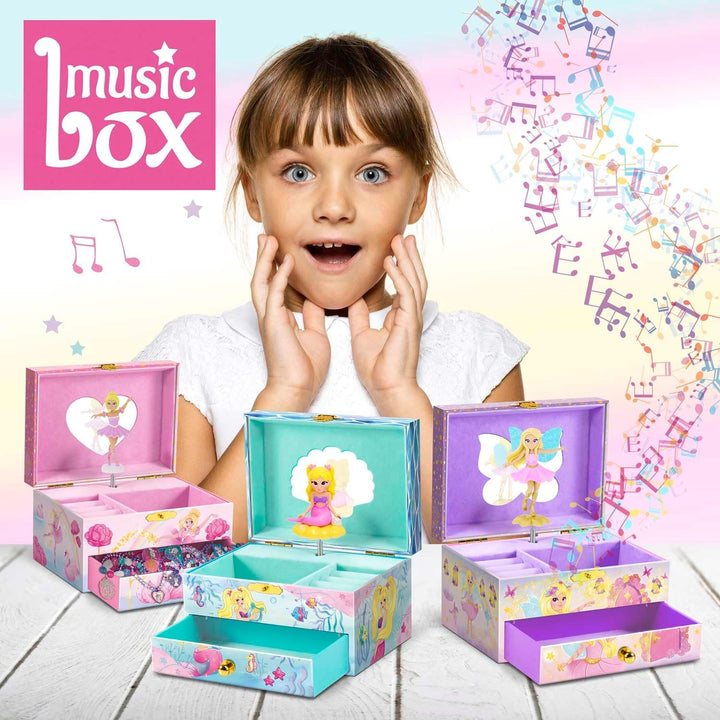 CRAZE MUSIC BOX Mermaid | Spieluhr mit Melodie, Mädchen Schmuckkästchen mit drehender Meerjungfrau,