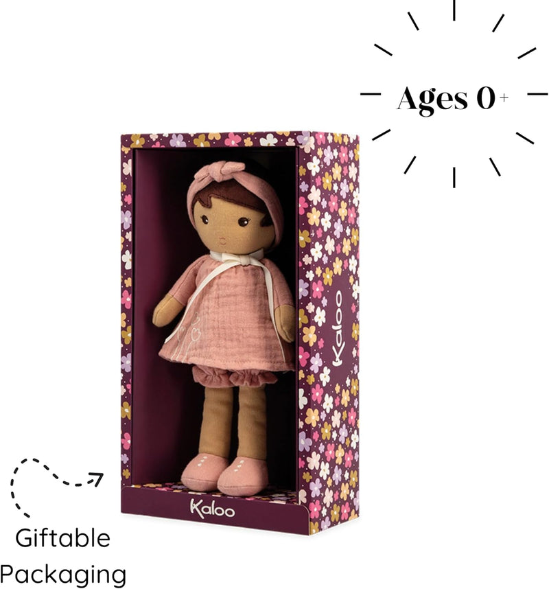 KALOO - Tendresse – My First Amandine Doll – Cloth Doll 32 cm – Pink Chiffon Dress – Matte Skin – Pr