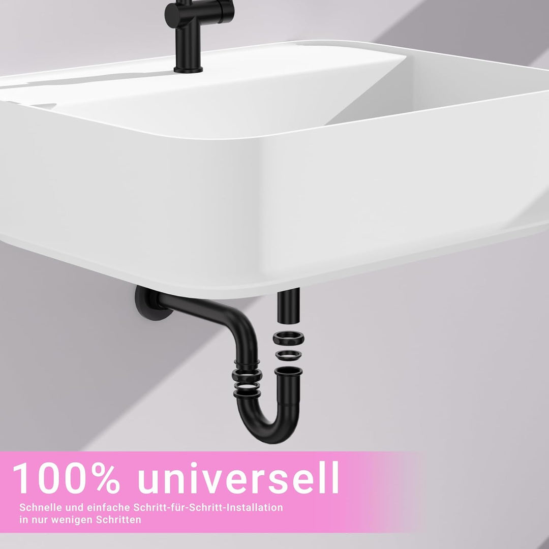 DETBOM Universal Siphon für Waschbecken (Lang Tauchrohr),Abflussrohr Genormten 11/4" Edelstahl rostf