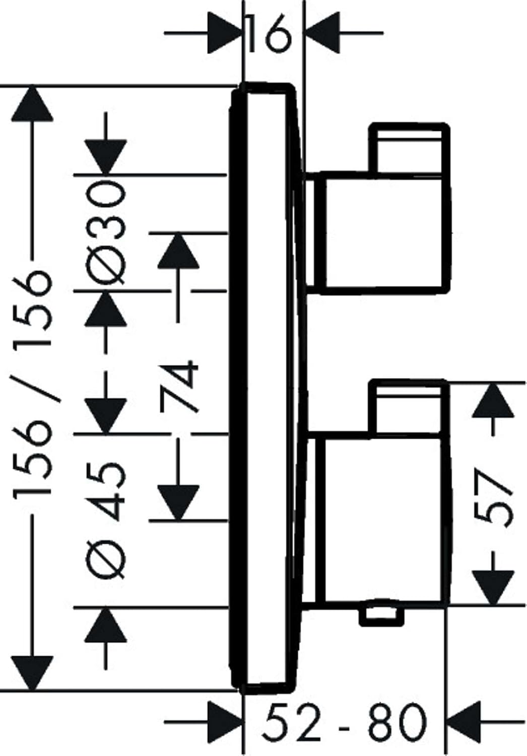 hansgrohe Unterputz Theromstat Ecostat Square, für 2 Funktionen, Mattweiss, Mattweiss