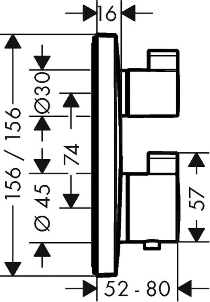 hansgrohe Unterputz Theromstat Ecostat Square, für 2 Funktionen, Mattweiss, Mattweiss