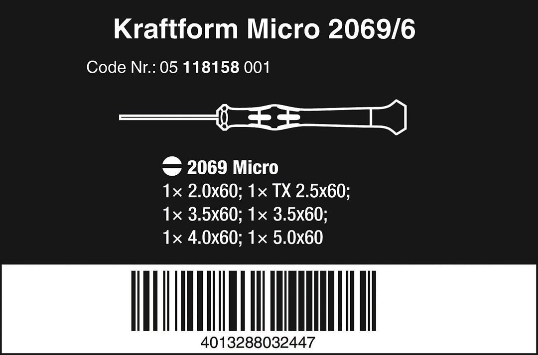 Wera Elektroniker-Schraubendrehersatz 2069/6 + Rack, 6-teilig, 05118158001
