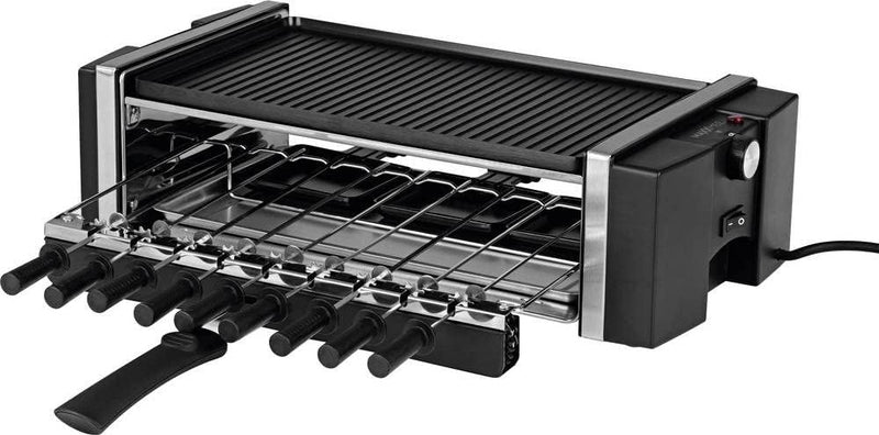 MAXXMEE 3 in 1 Raclette Grill | Kombination aus Drehspiess- und klassischem Raclette Grill | Tischgr