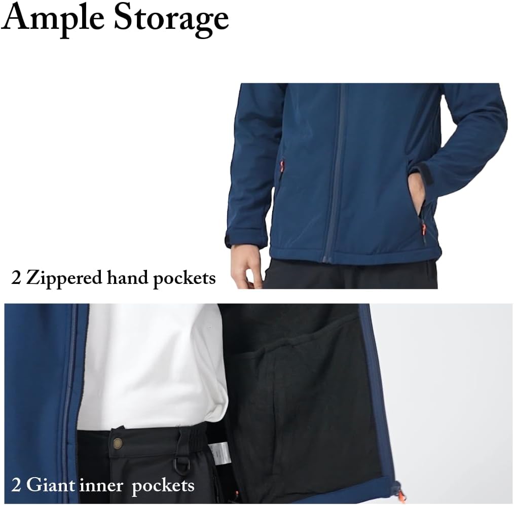Acme Projects Mit Fleece gefütterte Softshell-Jacke für Herren mit Abnehmbarer Kapuze, wasserdicht,