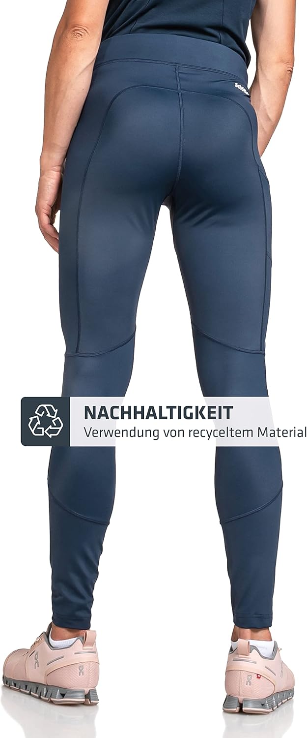 Schöffel Damen Tight Imada L, Wanderleggings mit integrierter Handytasche, Sportleggings mit elastis