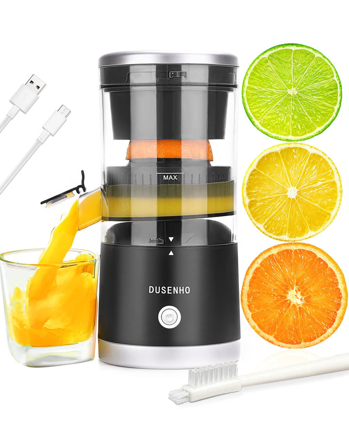 DUSENHO Zitronenpresse Elektrisch Organgenpresse Tragbare USB-Aufladung Juicer Entsafter für Orange,