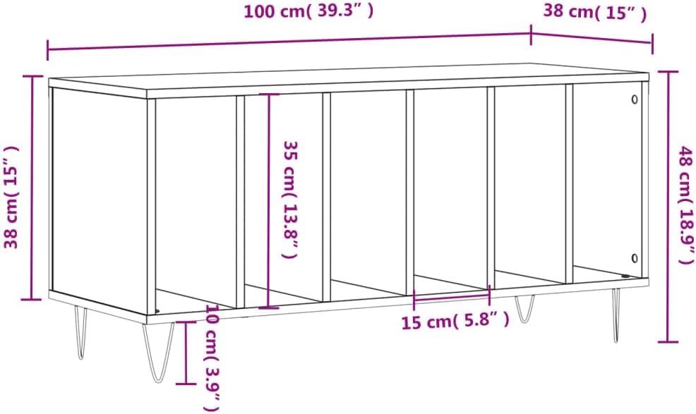Sonoma Eiche Möbel Regal CD-Halter Vinyl Bass TV Holz Mehrschichtig 100x38x48 cm Sonoma Eiche, 100x3