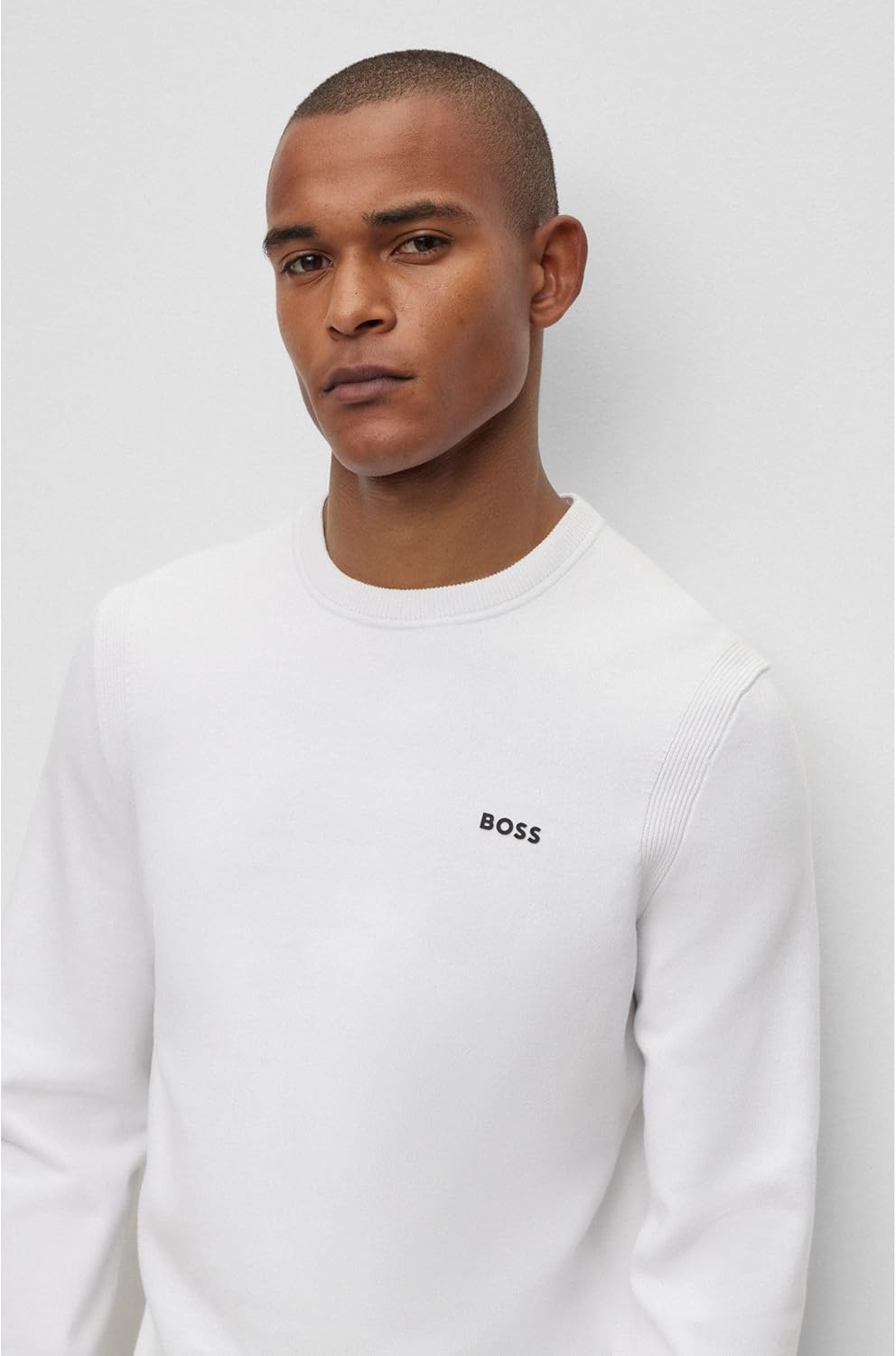 BOSS Herren Ever-X CN Regular-Fit Pullover aus Baumwoll-Mix mit Logo-Print L White100, L White100