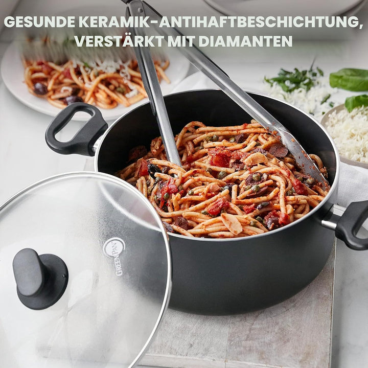 GreenPan Cambridge Kochtopf mit Deckel (24 cm/4,9l), gesunde keramische Antihaftbeschichtung, PFAS-f