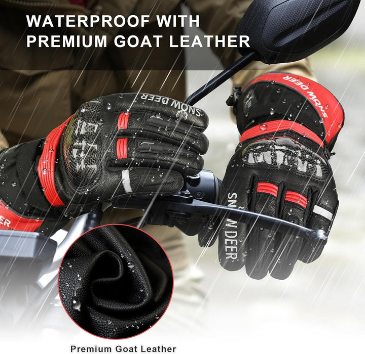 SNOW DEER Beheizte Handschuhe,Motorrad Handschuhe,Wiederaufladbarem Lithium Akku Skifahren Fausthand