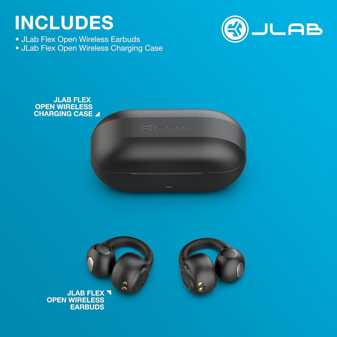 JLab Flex Open Ear Kopfhörer - Open Ear Earbuds, Manschetten-Design Clip-On-Kopfhörer, 21 Stunden Ak