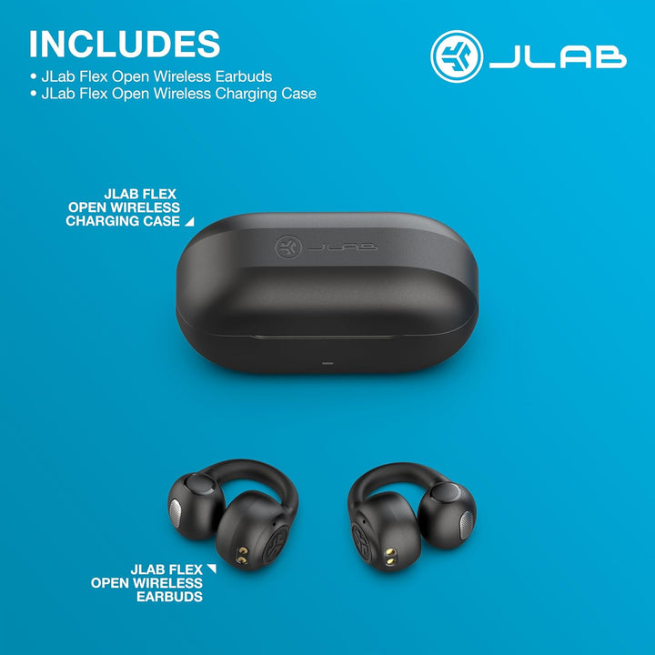 JLab Flex Open Ear Kopfhörer - Open Ear Earbuds, Manschetten-Design Clip-On-Kopfhörer, 21 Stunden Ak