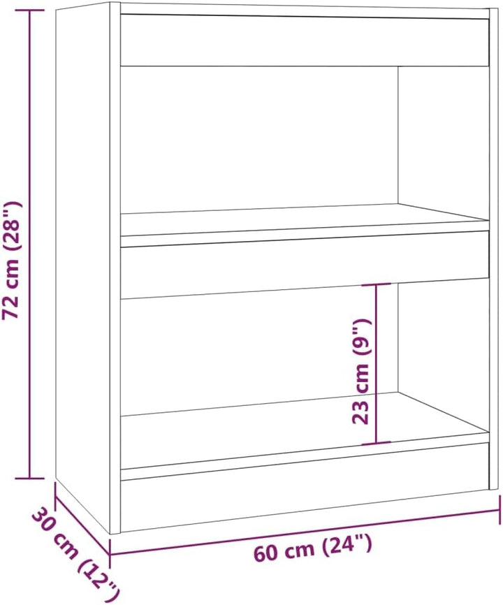 WIFESE Bücherregal Raumteiler 60x30x72 cm 2 Fächer Holzregal Regal für Büro Arbeitszimmer Wohnzimmer