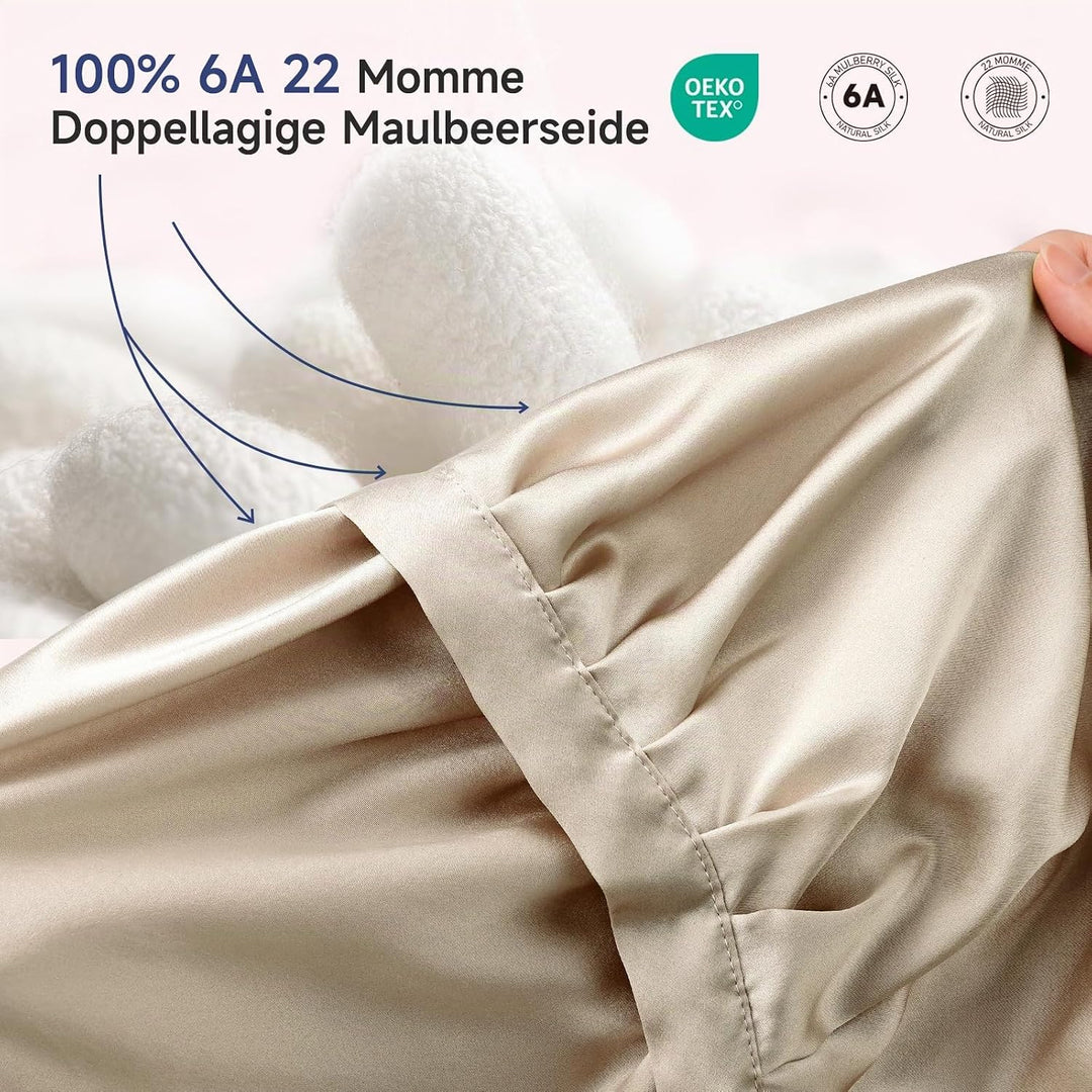 Kaome 22 Momme 100% Maulbeerseide Schlafmütze Verstellbar, 6A Doppelseitige Nachtmütze aus Seide, Fü