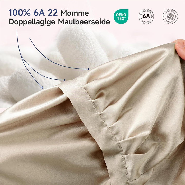Kaome 22 Momme 100% Maulbeerseide Schlafmütze Verstellbar, 6A Doppelseitige Nachtmütze aus Seide, Fü