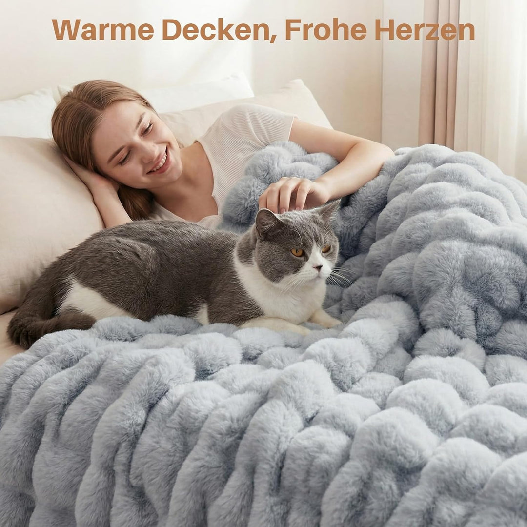Kuscheldecke Kaninchen Plüsch Decke Super Soft Wohndecke Dick 1000 G/M² Flanell Decke Couchdecke War