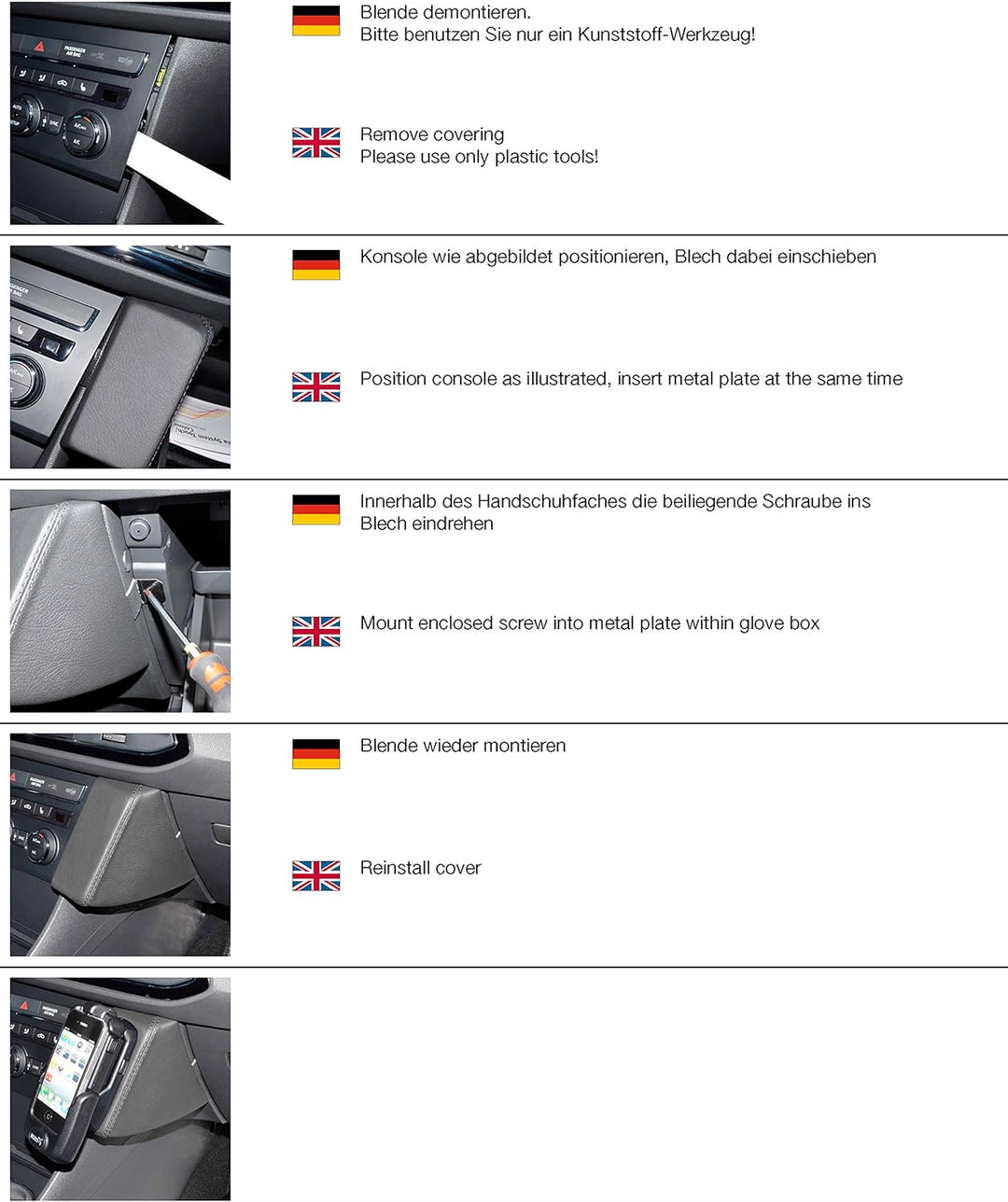KUDA 079105 Halterung Kunstleder schwarz für Seat Leon III ab 2013, 079105