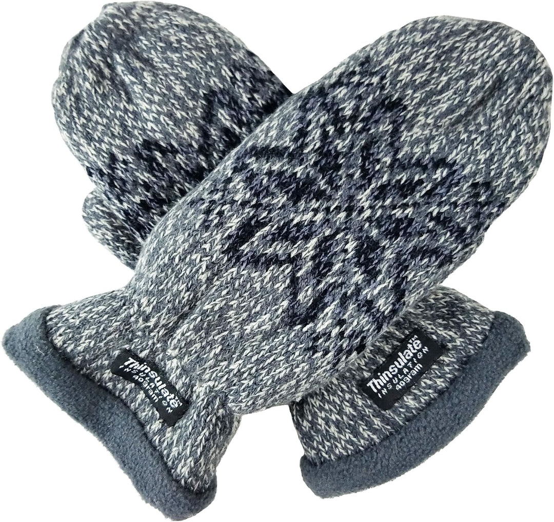 BRUCERIVER Damen Schneeflocke Strickhandschuhe mit warmem Thinsulate Fleece Futter Grau L, Grau L