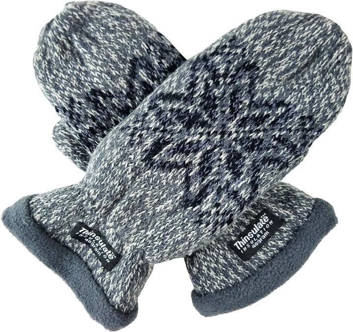 BRUCERIVER Damen Schneeflocke Strickhandschuhe mit warmem Thinsulate Fleece Futter Grau L, Grau L