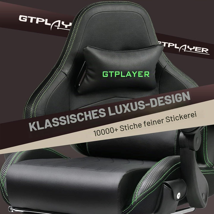 GTPLAYER Gaming Stuhl, Ergonomischer Gaming Sessel Schreibtischstuhl PC Gamer Racing Stuhl mit Fusss