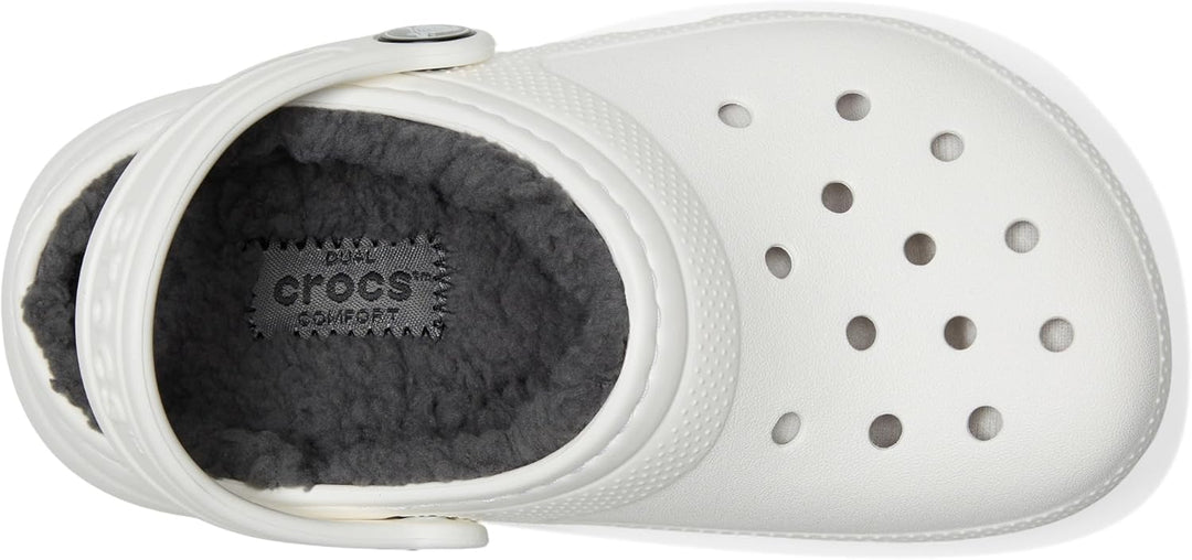 Crocs Unisex Kinder Classic Lined Clog K 23/24 EU Weiss Grau, 23/24 EU Weiß Grau
