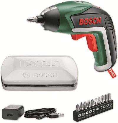 Bosch Akkuschrauber IXO (5. Generation, 10 Bits, USB Ladegerät, Dose, 3,6 Volt, 1,5 Ah)