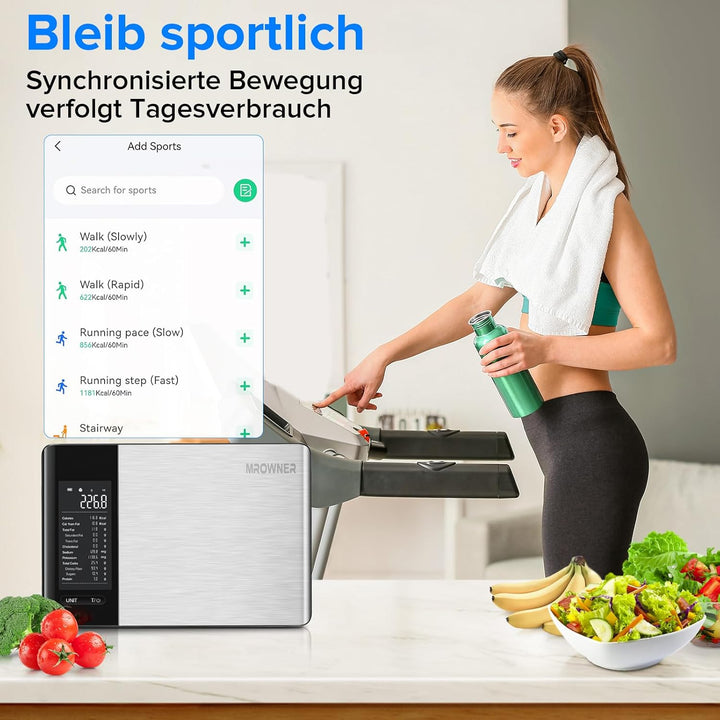 Belife Küchenwaage digital mit Nährwertberechnung, Ernährungswaage App verfolgt 19 Nährstoffe, Kalor