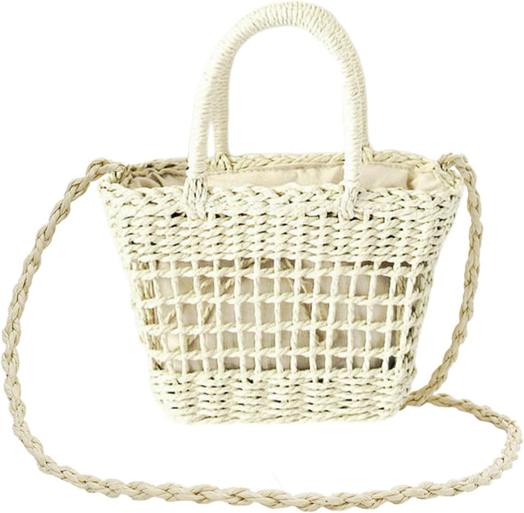 NICOLE & DORIS Stroh Umhängetasche Damen Strohtaschen Sommer Strandtasche Schultertasche Klein Handy