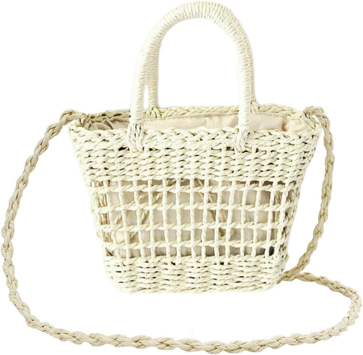 NICOLE & DORIS Stroh Umhängetasche Damen Strohtaschen Sommer Strandtasche Schultertasche Klein Handy