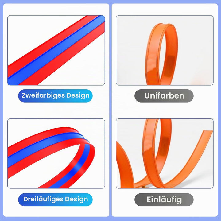 Autorennbahn 5M, Flexible Autorennbahn Kinder, Rollt Auf Tragbare Drei Rennstrecke, Rennbahn Kinder