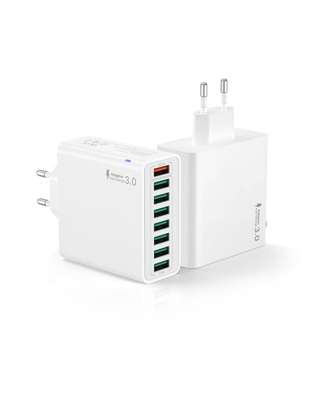 USB Ladegerät 2 Pack, 8 Ports USB Stecker 40W ladeadapter für 15 14 13 12 11 X, Samsung, Huawei, Xia