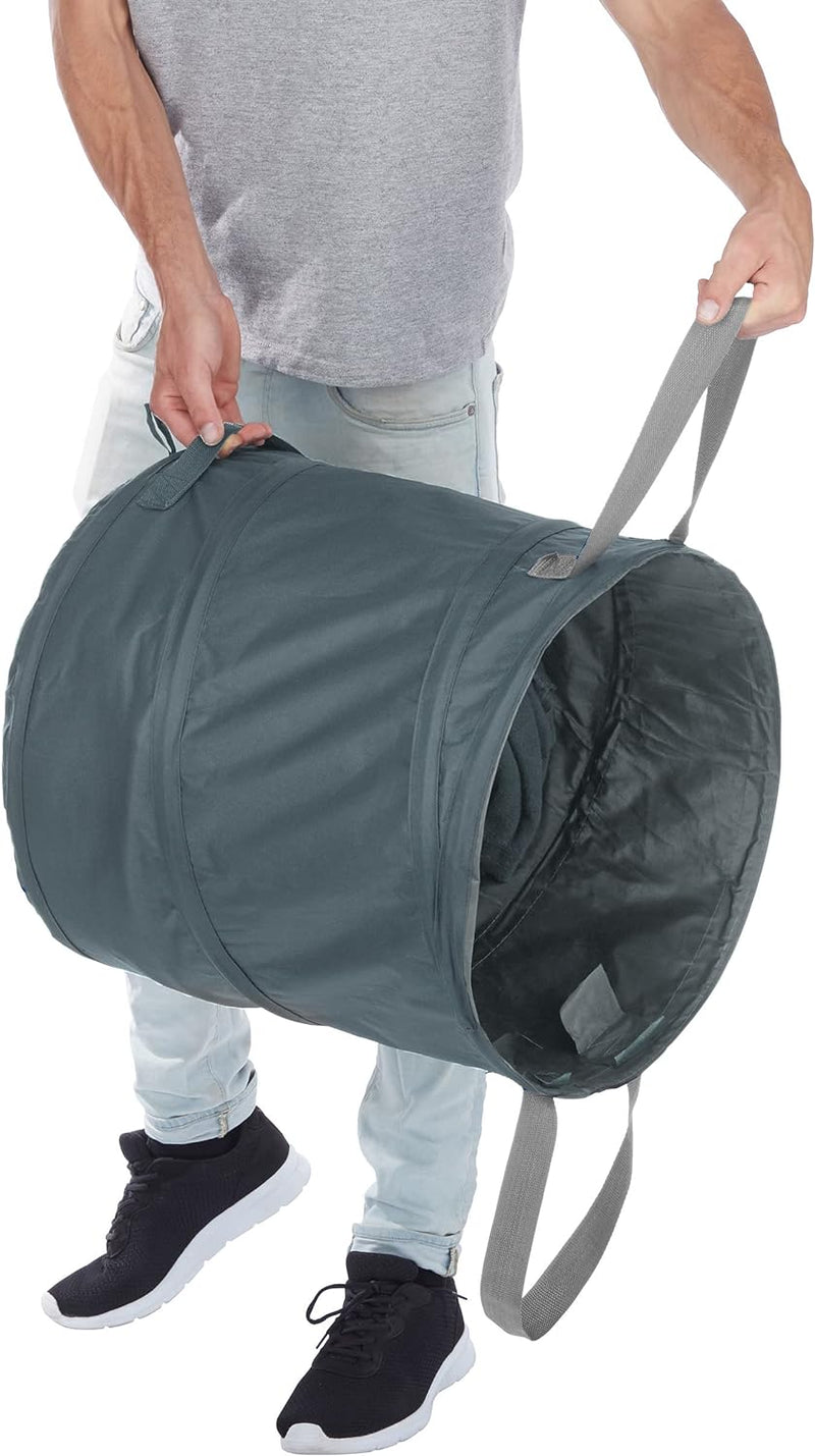 Relaxdays Laubsack selbstaufstellend, 2er Set, 120 L, Pop Up Gartensack mit 3 Griffen, UV-beständig,