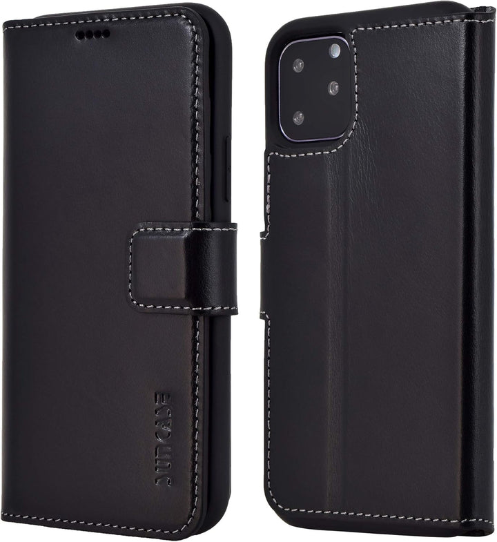 Suncase Book-Style Hülle kompatibel mit iPhone 11 (6.1 Zoll) Leder Tasche (Slim-Fit) Lederhülle Hand