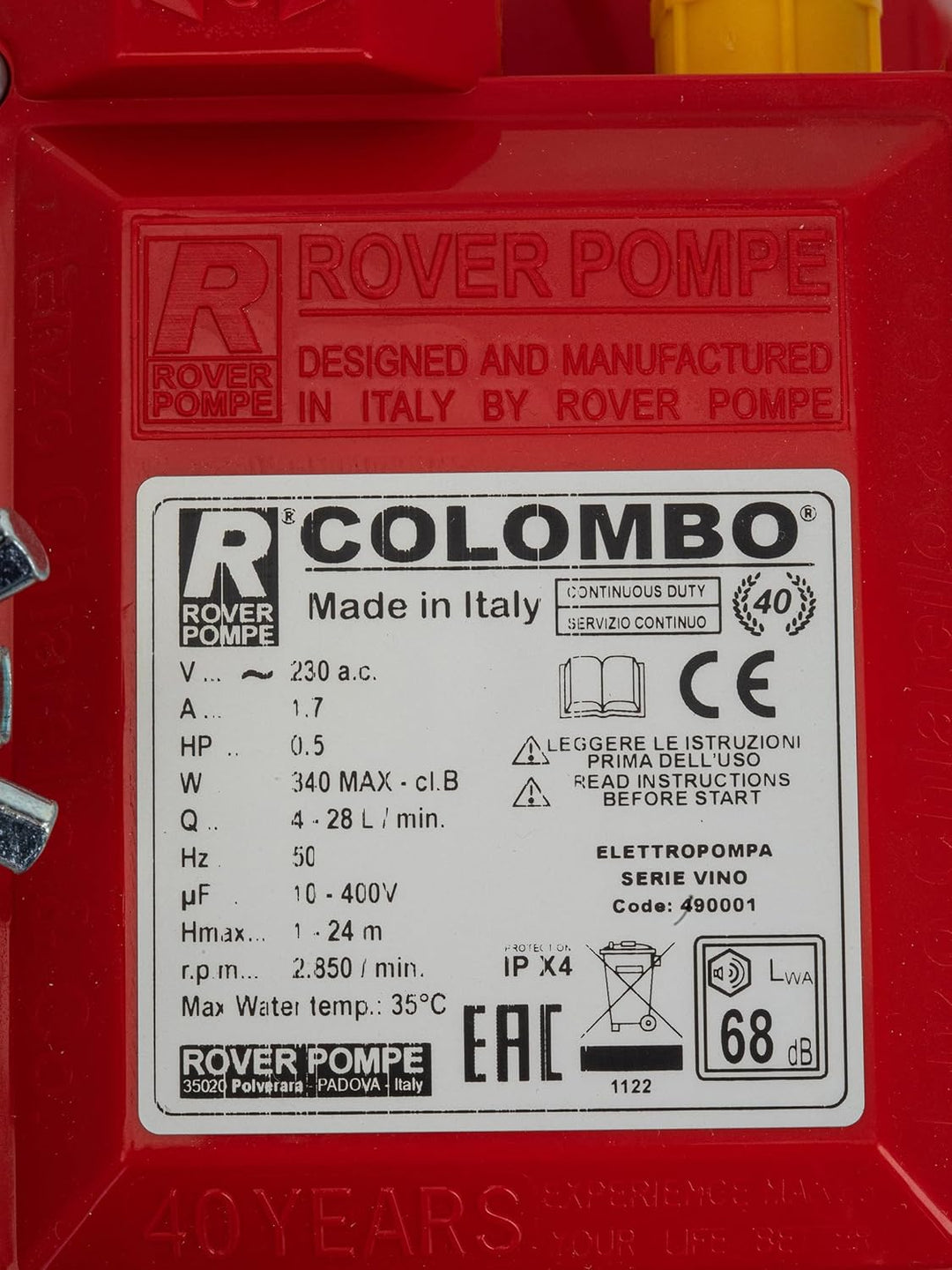 Rover pompe Colombo 12 – Filter Bem.20 Kit)