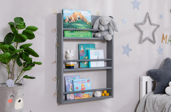 TiCAA Kinder Bücherregal Toni 55x80 & 60x130 Hellgrau 55x80, Hellgrau 55x80