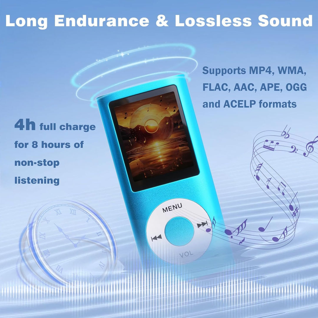 MP3 MP4 Player HiFi Tragbar mit 1,8 Zoll LCD Bildschirm, Verlustfreier Musikplayer mit Speichererwei