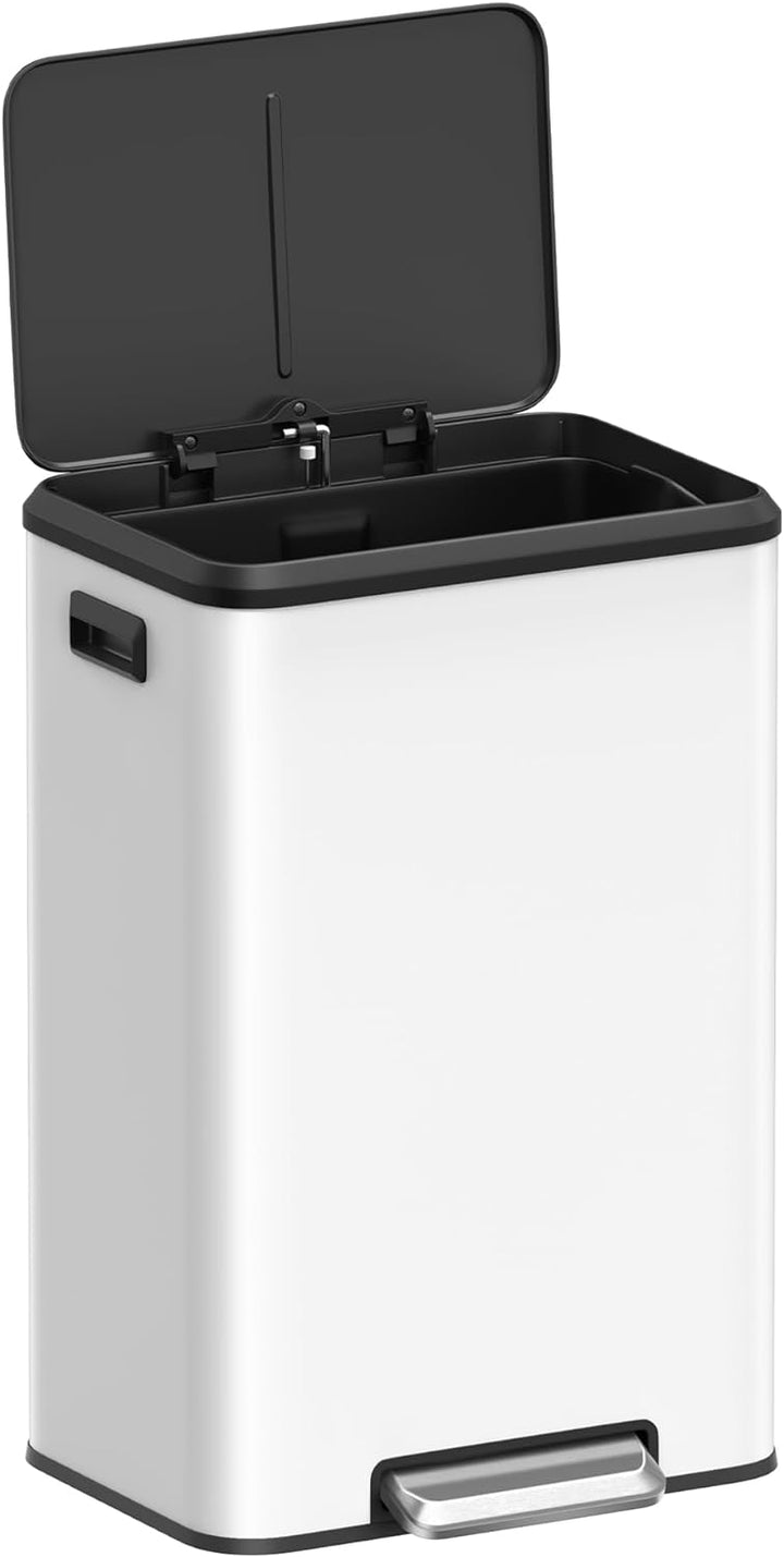‎SONGMICS Mülleimer Küche, 40 Liter Abfalleimer mit Deckel, Tretmülleimer, Softclose, Offenhaltefunk