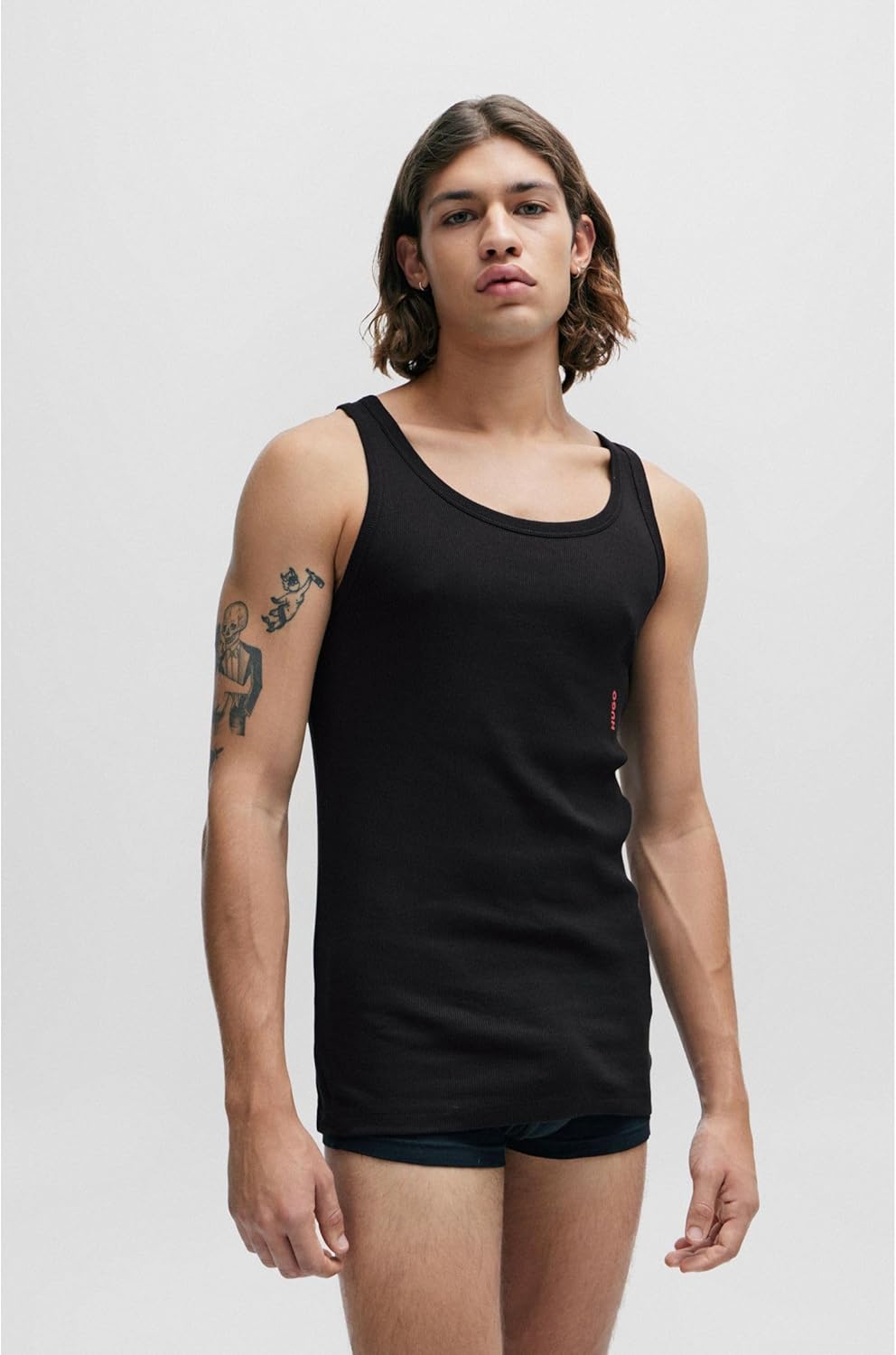HUGO Herren Tank TOP Twin Pack Zweier-Pack Tanktops aus Stretch-Baumwolle mit Logo S New - Black1, S