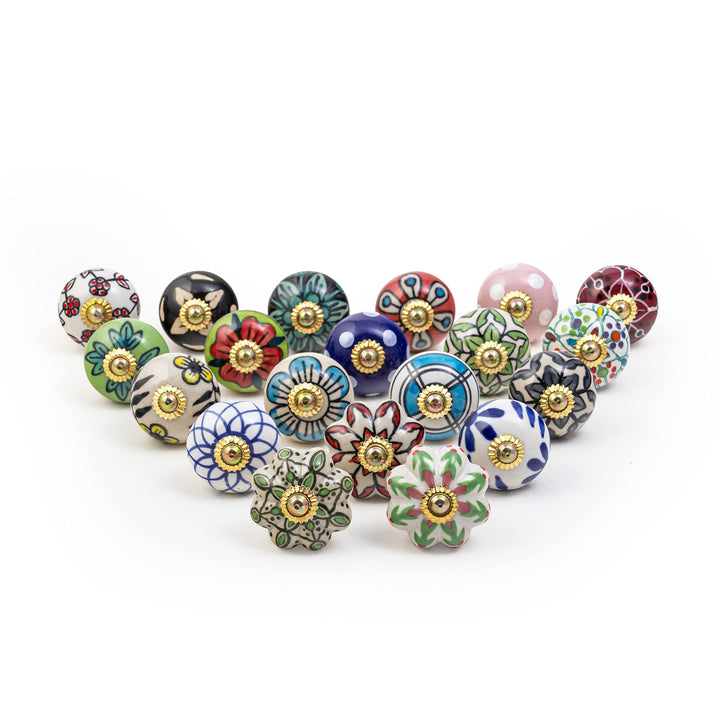 RAJRANG BRINGING RAJASTHAN TO YOU Multicolor Keramik-Schrankknöpfe Packung mit 20 Kommodenschubladen
