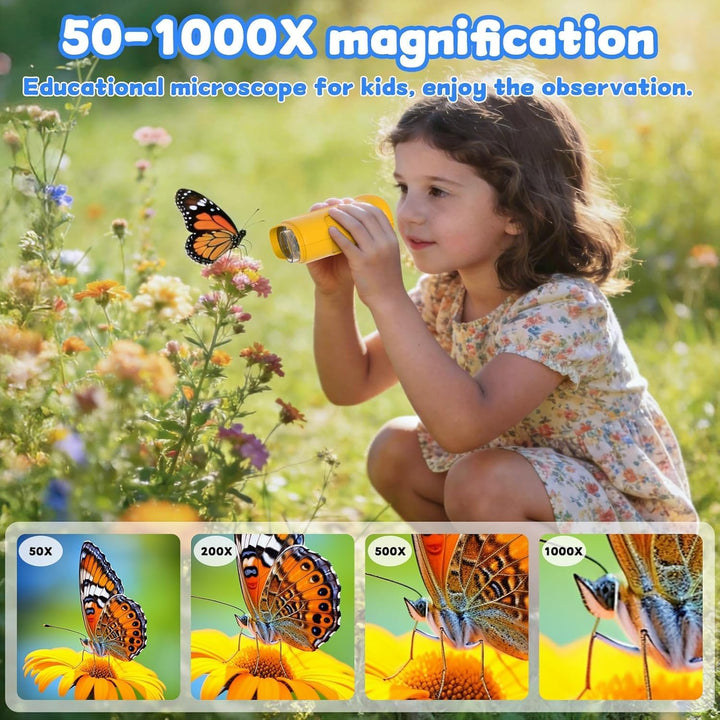 1000X Mikroskop für Kinder,Handheld-Mikroskop mit HD 2,0" IPS-Bildschirm,Video & Foto,Mint-Spielzeug