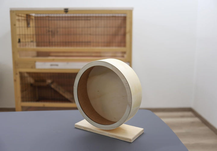 Kerbl 81788 Hamsterlaufrad aus Holz mit geschlossener Lauffläche aus Kork für sicheren Halt, Durchme