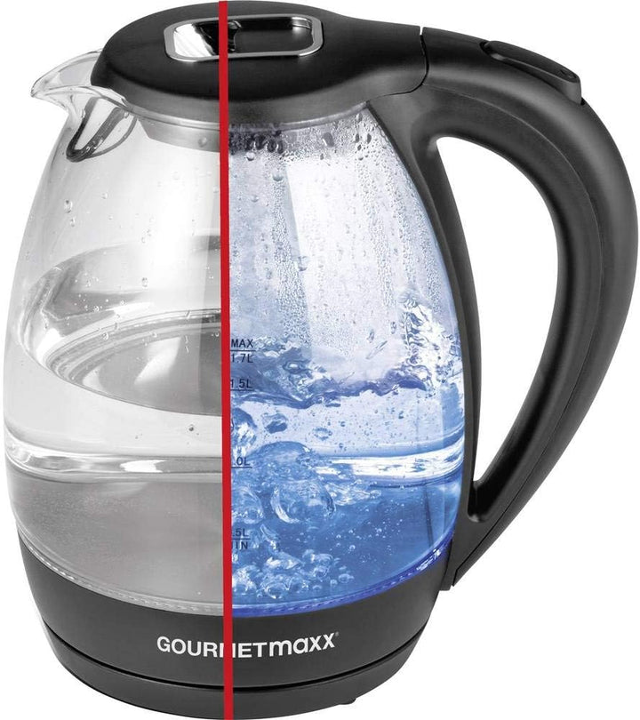 GourmetMaxx 07971 Wasserkocher schnurlos Schwarz, Glas